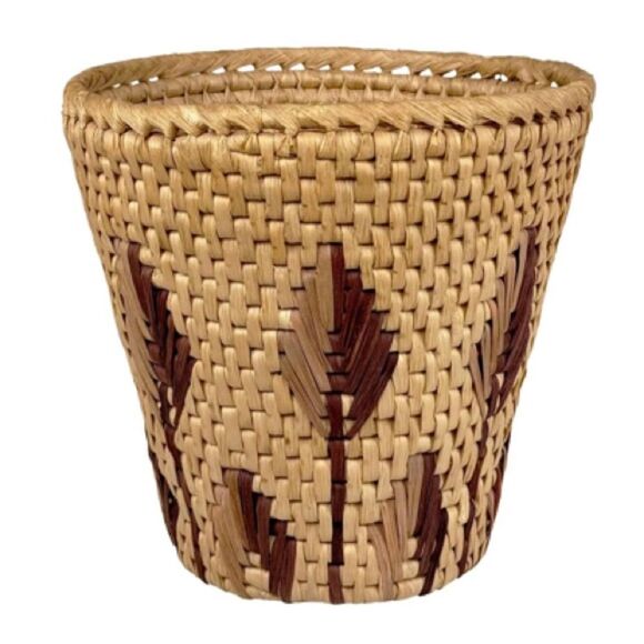 Vintage Boho Natural Wicker Woven Waste Basket - Picture 1 of 8